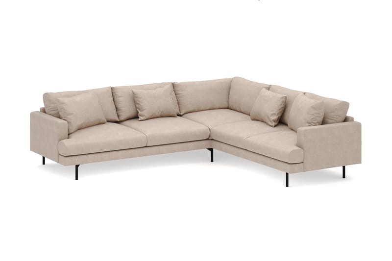 Menard 6-seters Høyrevendt L-formet Hjørnesofa i Stoff - Beige - Møbler - Sofaer - Hjørnesofa