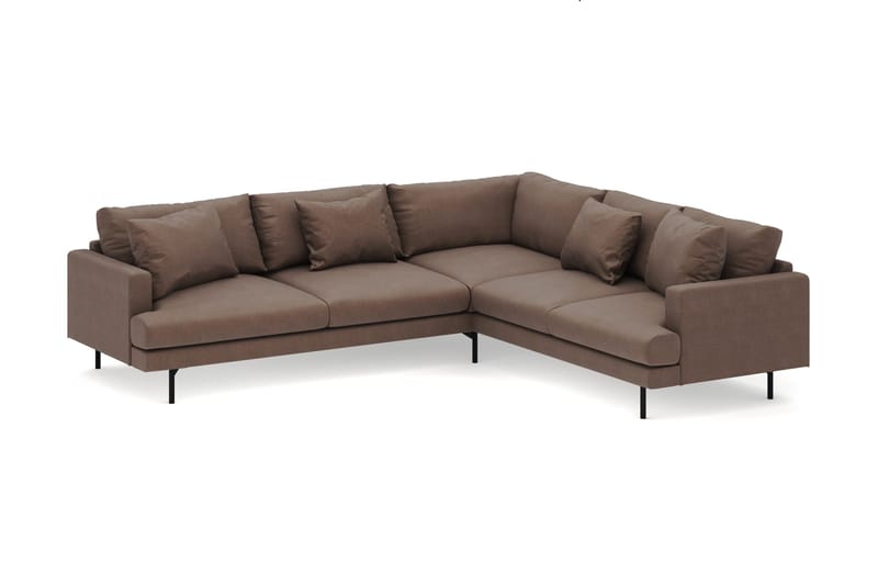 Menard 6-seters Høyrevendt L-formet Hjørnesofa i Stoff - Brun - Møbler - Sofaer - Hjørnesofa