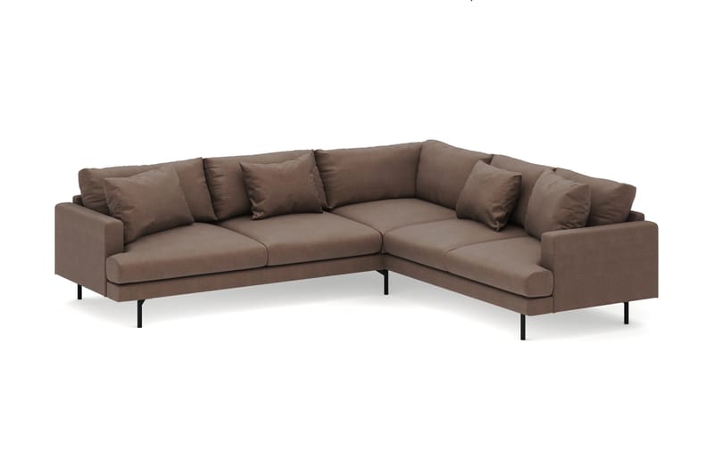 Menard 6-seters Høyrevendt L-formet Hjørnesofa i Stoff - Brun - Møbler - Sofaer - Hjørnesofa