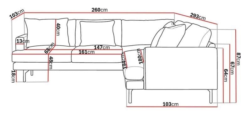 Menard 6-seters Venstrevendt L-formet Hjørnesofa i Manchester - Brun - Møbler - Sofaer - Hjørnesofa