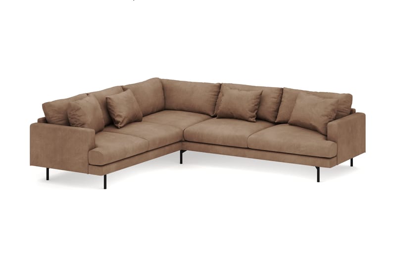 Menard 6-seters Venstrevendt L-formet Hjørnesofa i Manchester - Brun - Møbler - Sofaer - Hjørnesofa