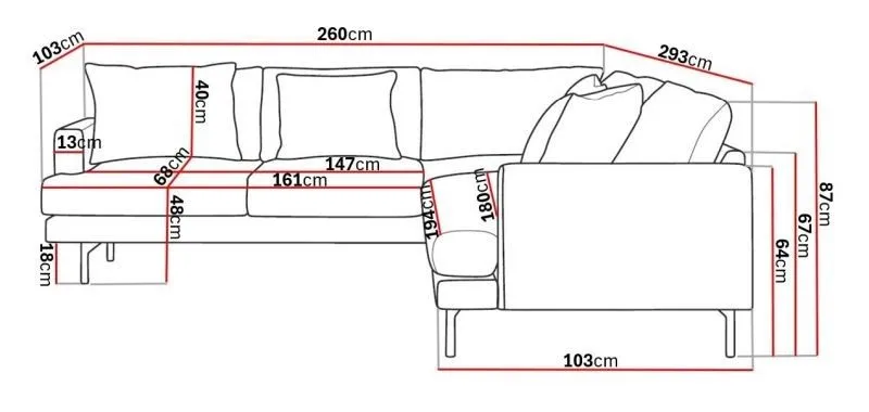 Menard 6-seters Venstrevendt L-formet Hjørnesofa i Stoff - Beige - Møbler - Sofaer - Hjørnesofa