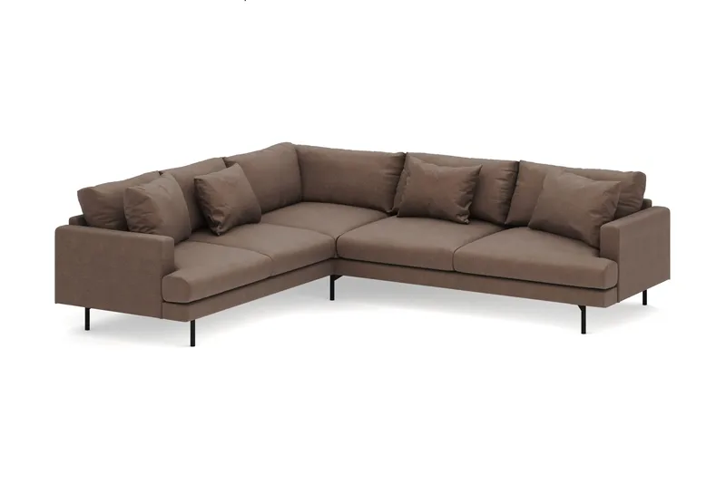 Menard 6-seters Venstrevendt L-formet Hjørnesofa i Stoff - Brun - Møbler - Sofaer - Hjørnesofa