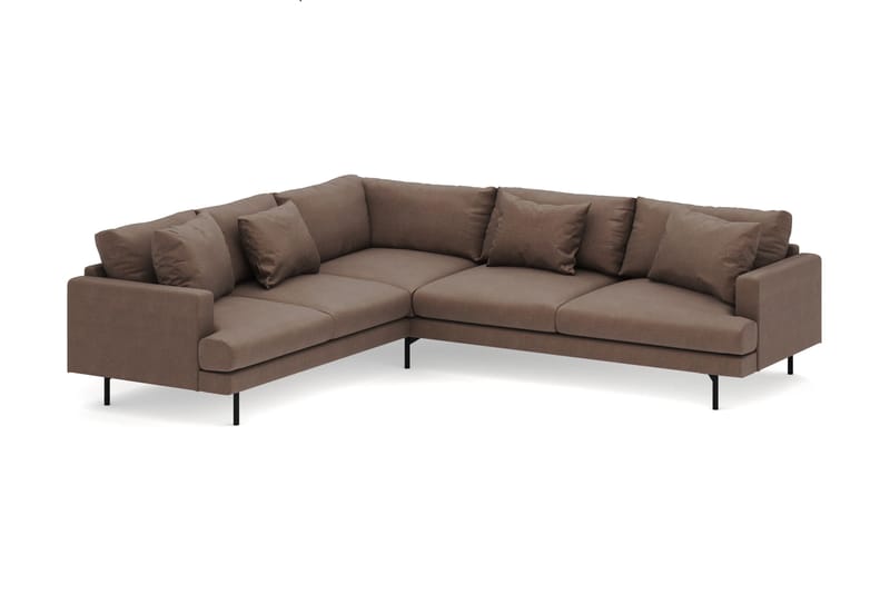 Menard 6-seters Venstrevendt L-formet Hjørnesofa i Stoff - Brun - Møbler - Sofaer - Hjørnesofa