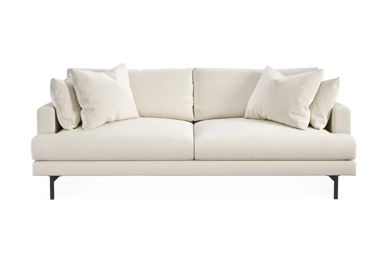 Menard Sofagruppe 4-seters + 4-seters Dyp Fløyelssofa 225 cm bred - Kremhvit - Møbler - Sofaer - Sofagrupper