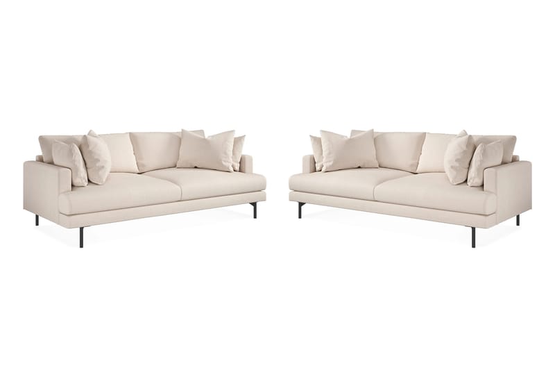 Menard Sofagruppe 4-seters + 4-seters Dyp Stoffsofa 225 cm bred, Beige