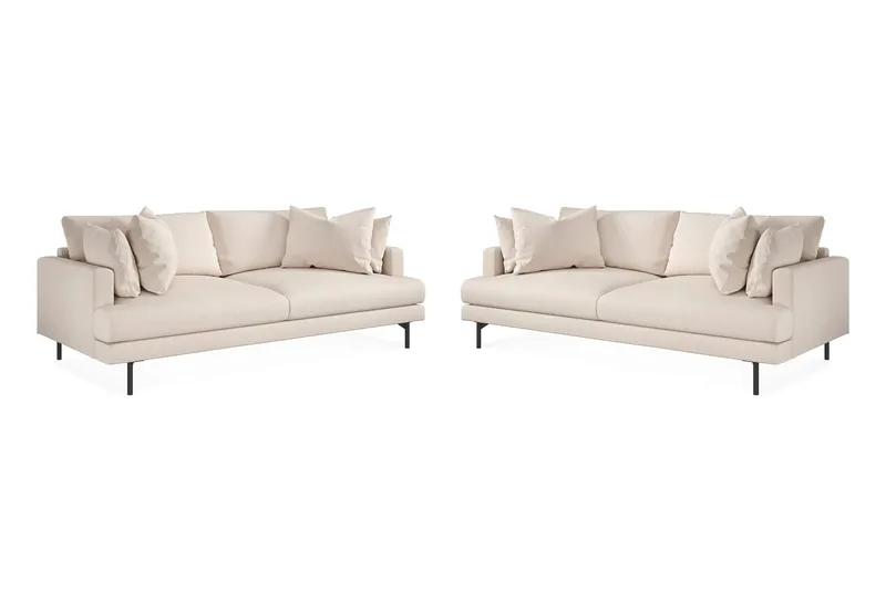 Menard Sofagruppe 4-seters + 4-seters Dyp Stoffsofa 225 cm bred, Beige