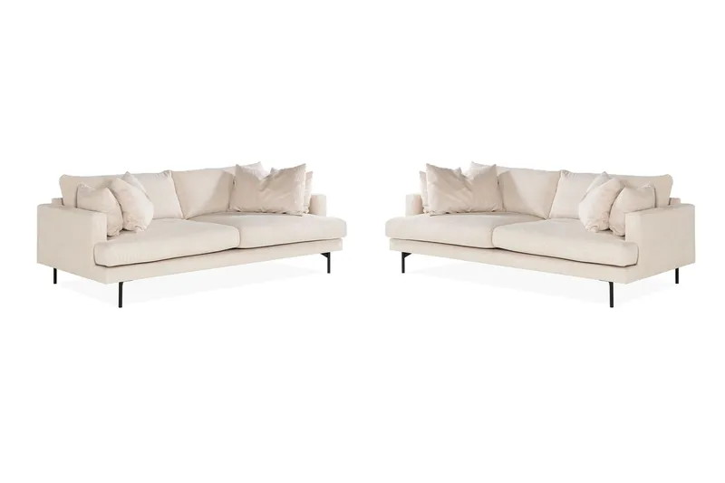 Menard Sofagruppe 4-seters + 4-seters Manchestersofa - Beige - Møbler - Sofaer - Sofagrupper