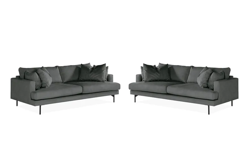 Menard Sofagruppe 4-seters + 4-seters Manchestersofa, Grå