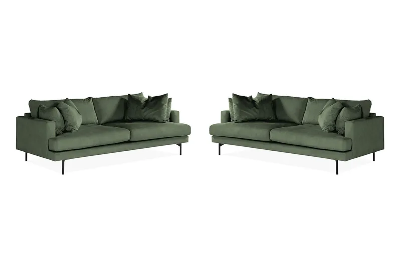 Menard Sofagruppe 4-seters + 4-seters Manchestersofa, Grønn