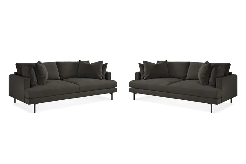 Menard Sofagruppe 4-seters + 4-seters Manchestersofa, Mørk grå