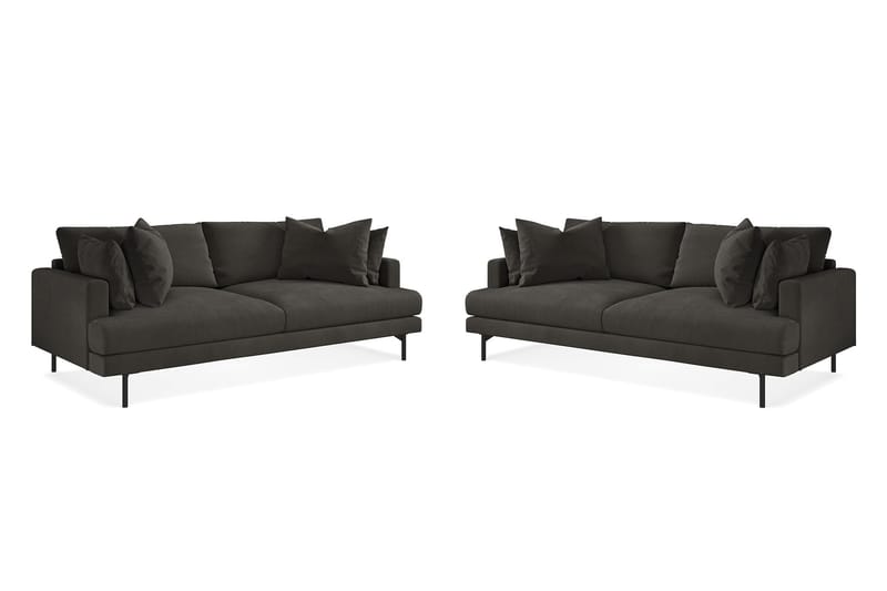 Menard Sofagruppe 4-seters + 4-seters Manchestersofa - Mørk grå - Møbler - Sofaer - Sofagrupper