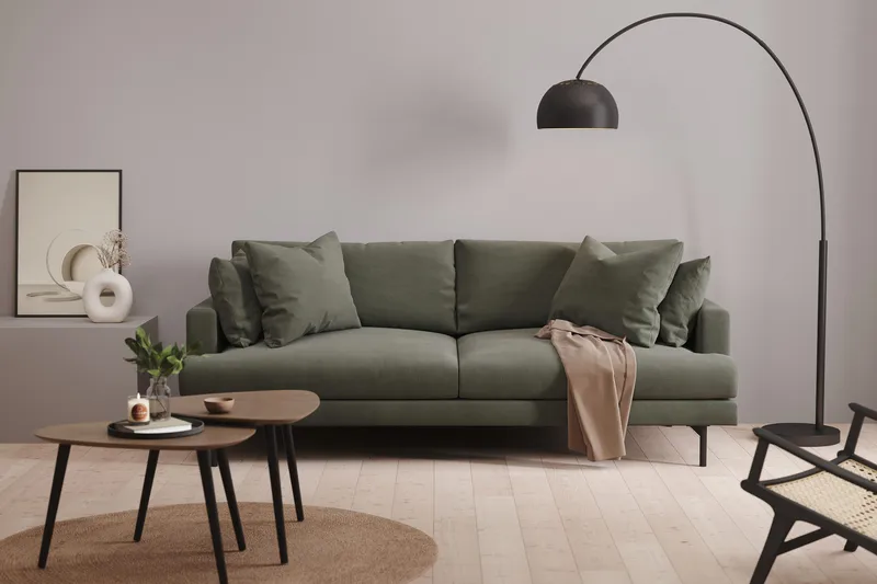 Menard Sofagruppe 4-seters + 4-seters Manchestersofa - Mørkegrønn - Møbler - Sofaer - Sofagrupper