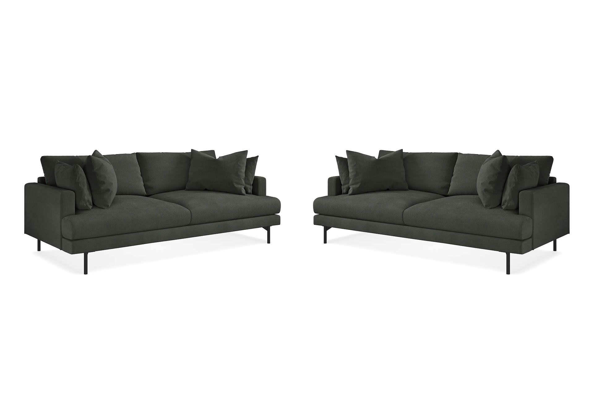 Menard Sofagruppe 4-seters + 4-seters Manchestersofa - Mørkegrønn - Møbler - Sofaer - Sofagrupper