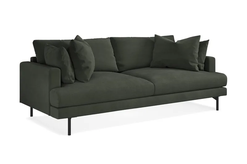 Menard Sofagruppe 4-seters + 4-seters Manchestersofa - Mørkegrønn - Møbler - Sofaer - Sofagrupper