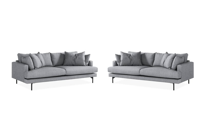 Menard Sofagruppe 4-seters + 4-seters Stoffsofa - Grå - Møbler - Sofaer - Sofagrupper