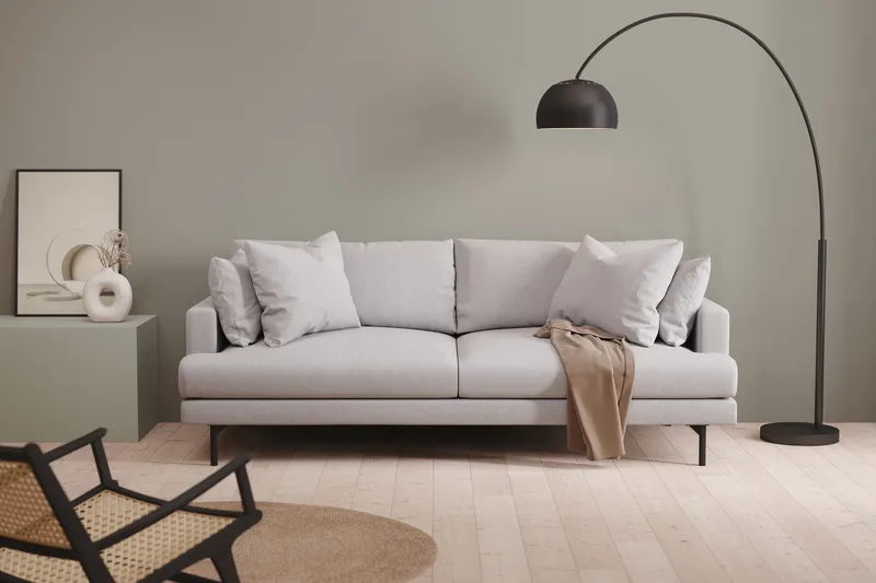 Menard Sofagruppe 4-seters + 4-seters Stoffsofa - Lys grå - Møbler - Sofaer - Sofagrupper