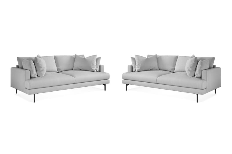 Menard Sofagruppe 4-seters + 4-seters Stoffsofa - Lys grå - Møbler - Sofaer - Sofagrupper