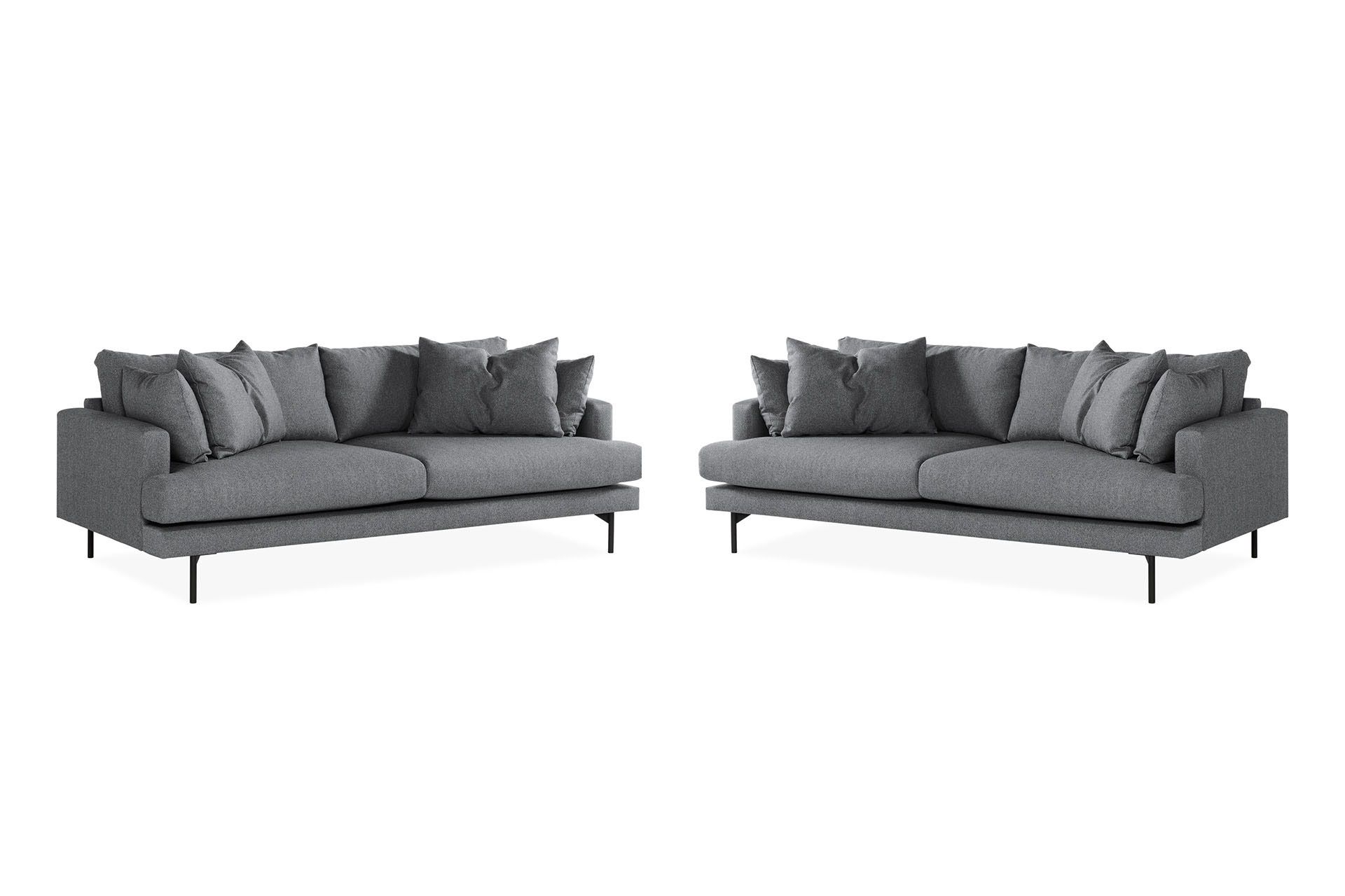 Menard Sofagruppe 4-seters + 4-seters Stoffsofa - Mørk grå - Møbler - Sofaer - Sofagrupper
