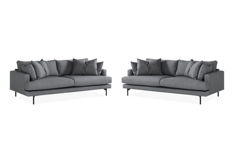 Menard Sofagruppe 4-seters + 4-seters Stoffsofa - Mørk grå - Møbler - Sofaer - Sofagrupper
