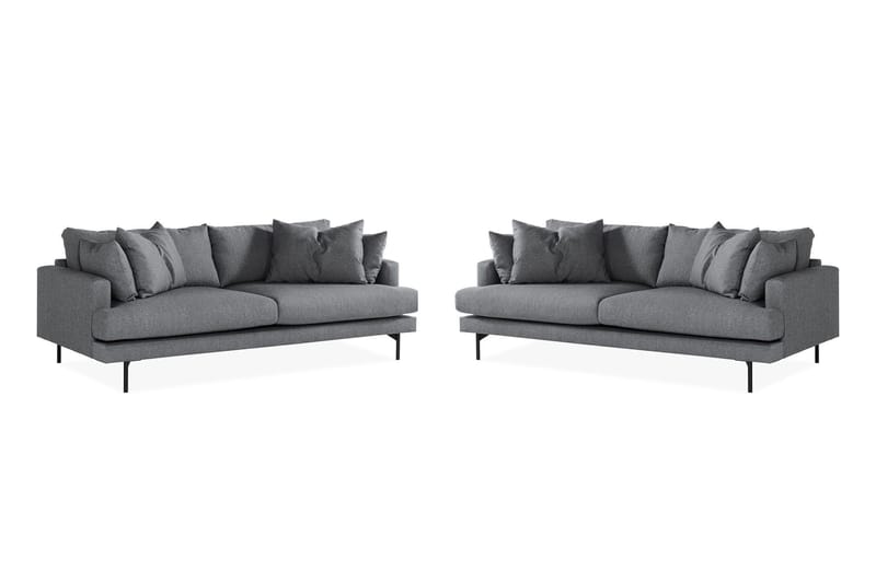 Menard Sofagruppe 4-seters + 4-seters Stoffsofa - Mørk grå - Møbler - Sofaer - Sofagrupper