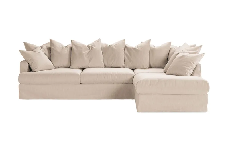 Menard Sofagruppe 4-seters Høyrevendt L-formet Sjeselongsofa + Lenestol i Stoff - Beige - Møbler - Sofaer - Sofagrupper