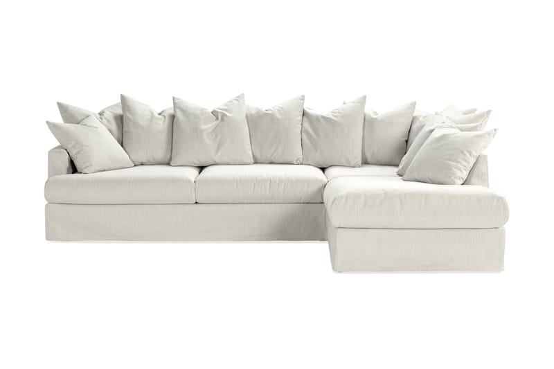 Menard Sofagruppe 4-seters Høyrevendt L-formet Sjeselongsofa + Lenestol i Stoff - Lys grå - Møbler - Sofaer - Sofa med sjeselong