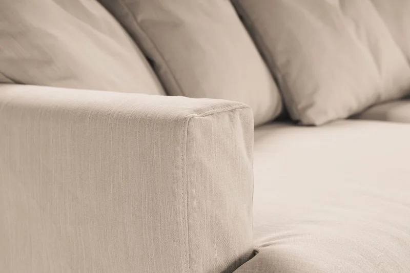 Menard Sofagruppe 4-seters Høyrevendt L-formet Sjeselongsofa + Lenestol i Stoff - Beige - Møbler - Sofaer - Sofagrupper