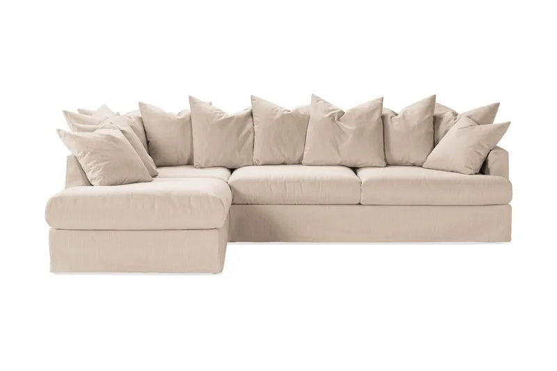 Menard Sofagruppe 4-seters Venstrevendt L-formet Sjeselongsofa + Lenestol i Stoff - Beige - Møbler - Sofaer - Sofagrupper