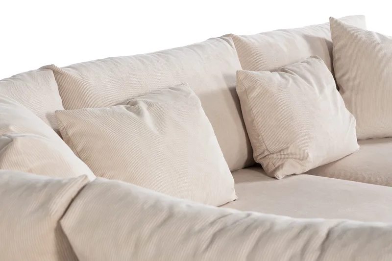 Menard Sofagruppe 4-seters Venstrevendt L-formet Sjeselongsofa + Stor Lenestol i Manchester - Beige - Møbler - Sofaer - Sofagrupper