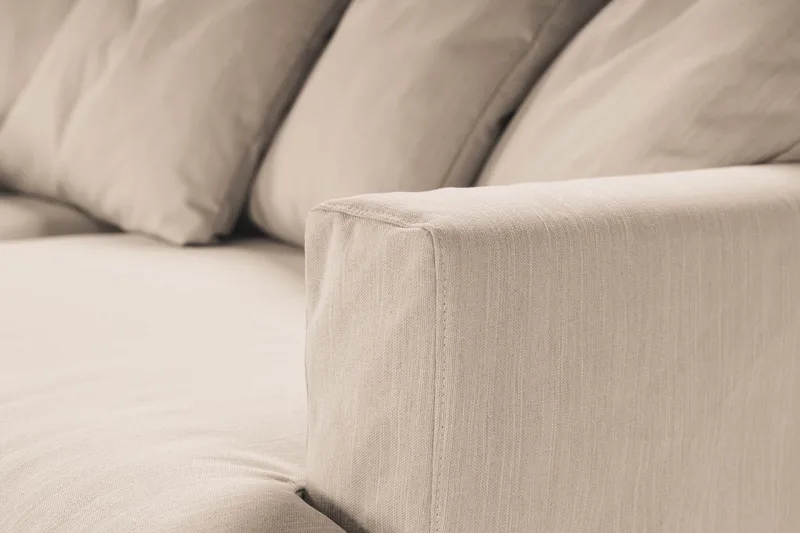 Menard Sofagruppe 4-seters Venstrevendt L-formet Sjeselongsofa + Lenestol i Stoff - Beige - Møbler - Sofaer - Sofagrupper