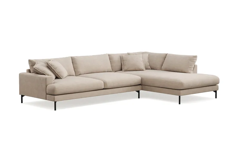 Menard Premium 5-seters høyrevendt L-formet dyp sjeselongsofa i stoff - Beige - Møbler - Sofaer - Sofa med sjeselong