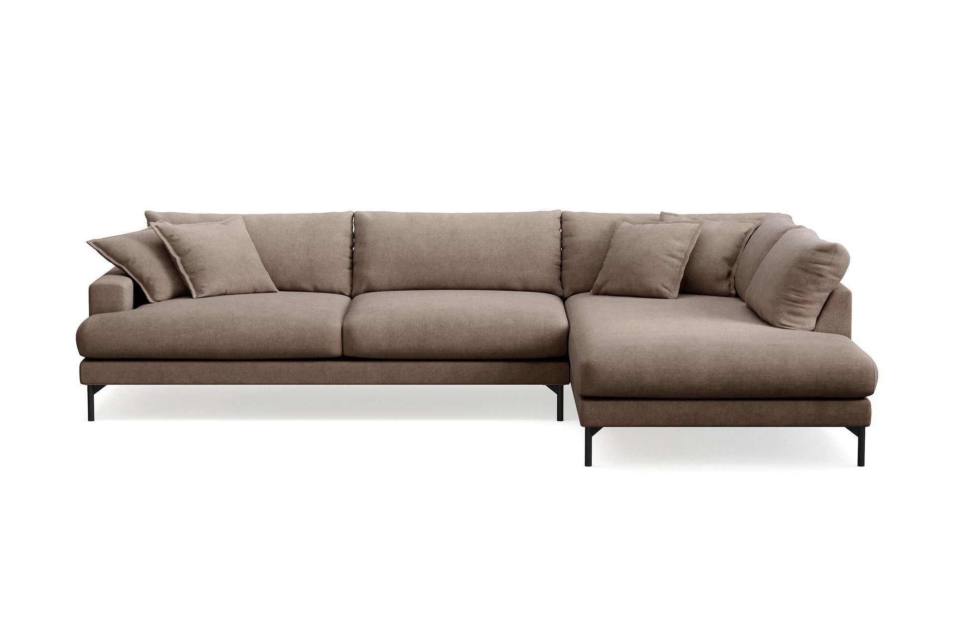 Menard Premium 5-seters høyrevendt L-formet dyp sjeselongsofa i stoff - Brun