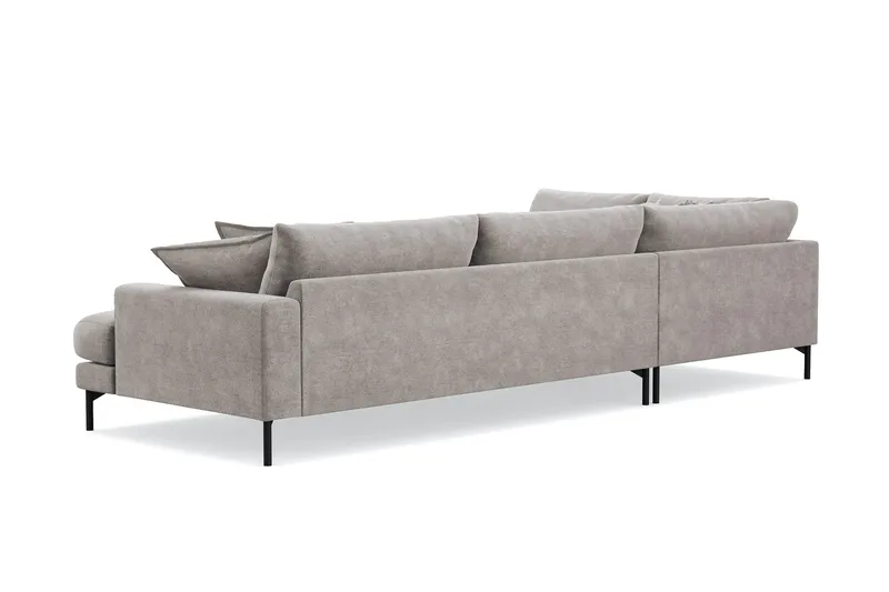 Menard Premium 5-seters venstrevendt L-formet dyp sjeselongsofa i chenille - Grå/Brun - Møbler - Sofaer - Sofa med sjeselong