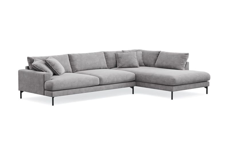 Menard Premium 5-seters høyrevendt L-formet dyp sjeselongsofa i chenille - Grå - Møbler - Sofaer - Sofa med sjeselong