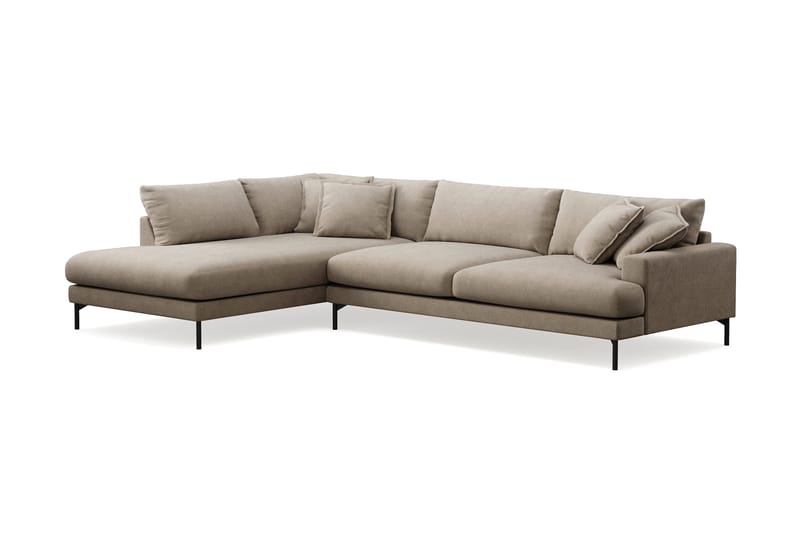 Menard Premium 5-seters venstrevendt L-formet dyp sjeselongsofa i stoff - Brun - Møbler - Sofaer - Sofa med sjeselong