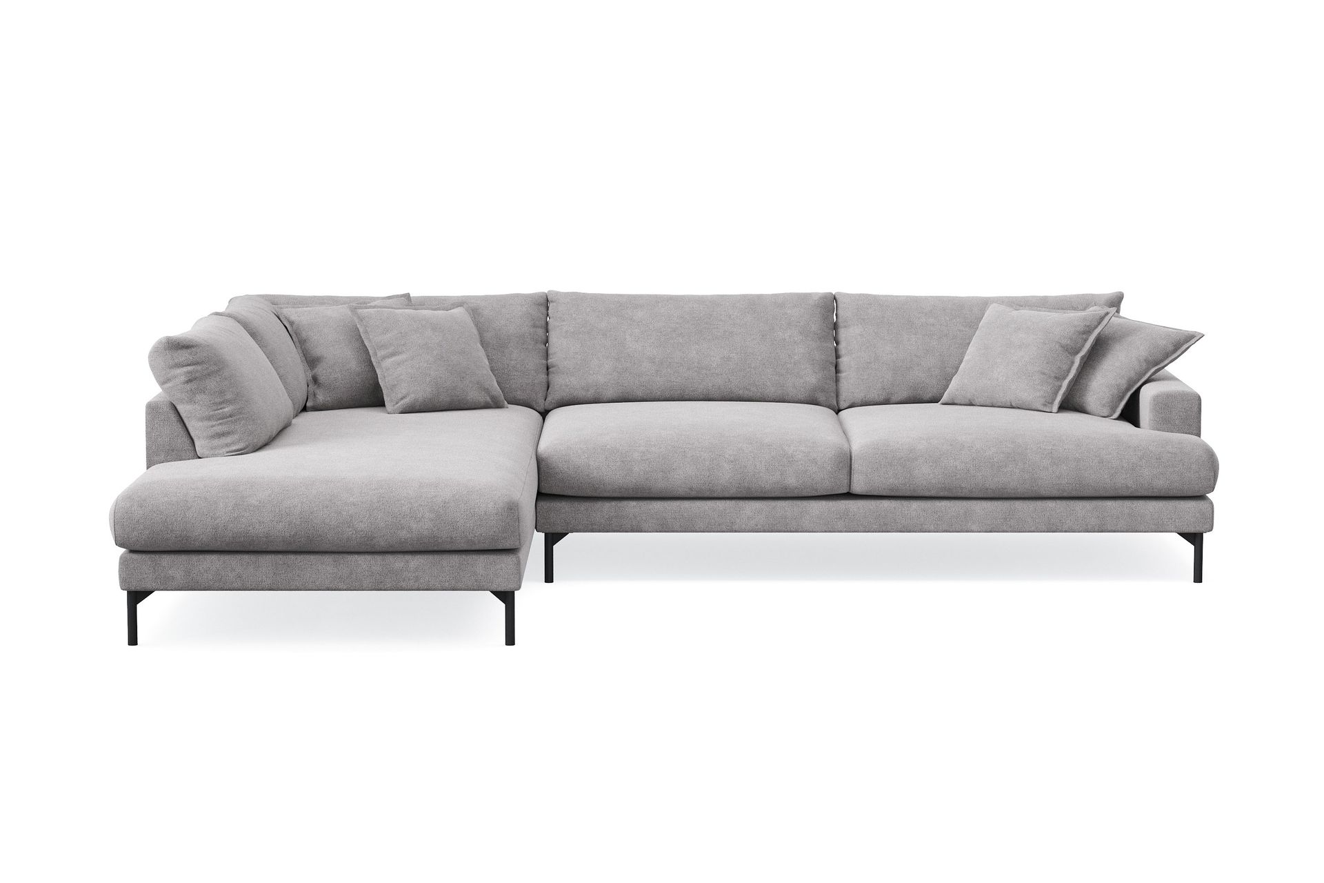 Menard Premium 5-seters venstrevendt L-formet dyp sjeselongsofa i chenille - Grå