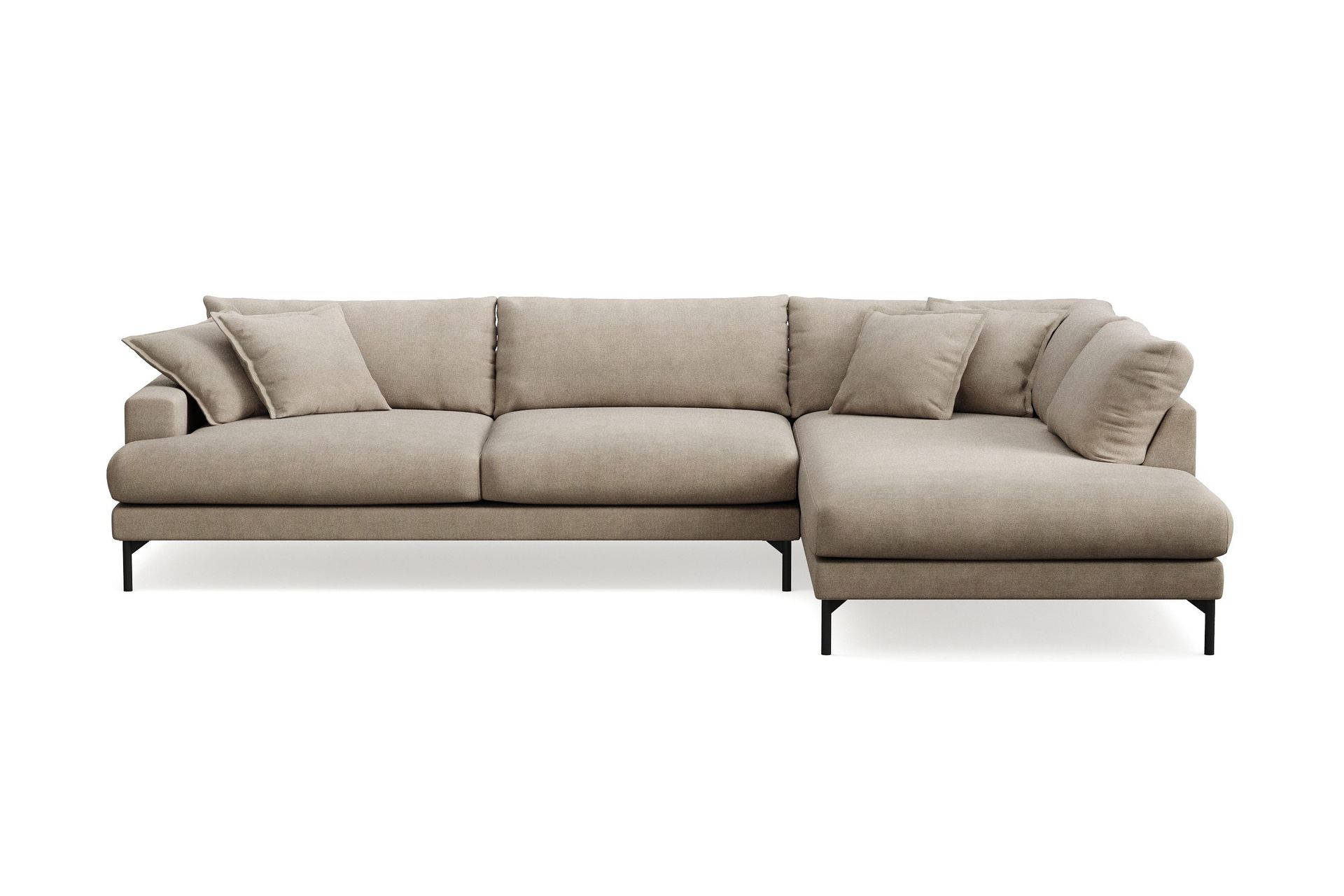 Menard Premium 5-seters høyrevendt L-formet dyp sjeselongsofa i stoff - Brun