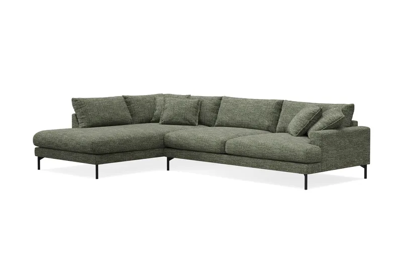 Menard Premium 5-personers Venstrevendt L-formet Dyb ChaiselongSofa i Chenille - Grøn - Møbler - Sofaer - Sofa med sjeselong