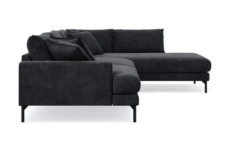 Menard Premium 5-seters høyrevendt L-formet dyp sjeselongsofa i chenille - Svart - Møbler - Sofaer - Sofa med sjeselong