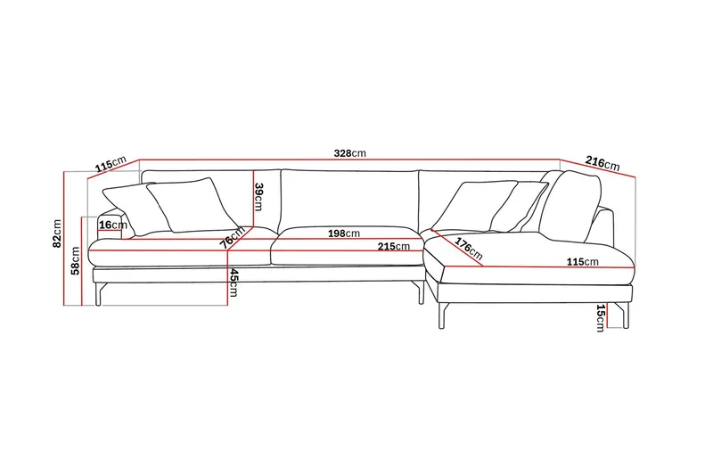 Menard Premium 5-personers Højrevendt L-formet Dyb ChaiselongSofa i Chenille - Brun - Møbler - Sofaer - Sofa med sjeselong