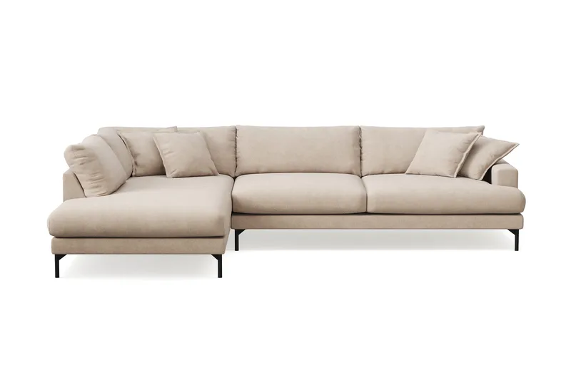 Menard Premium 5-seters venstrevendt L-formet dyp sjeselongsofa i stoff - Beige - Møbler - Sofaer - Sofa med sjeselong