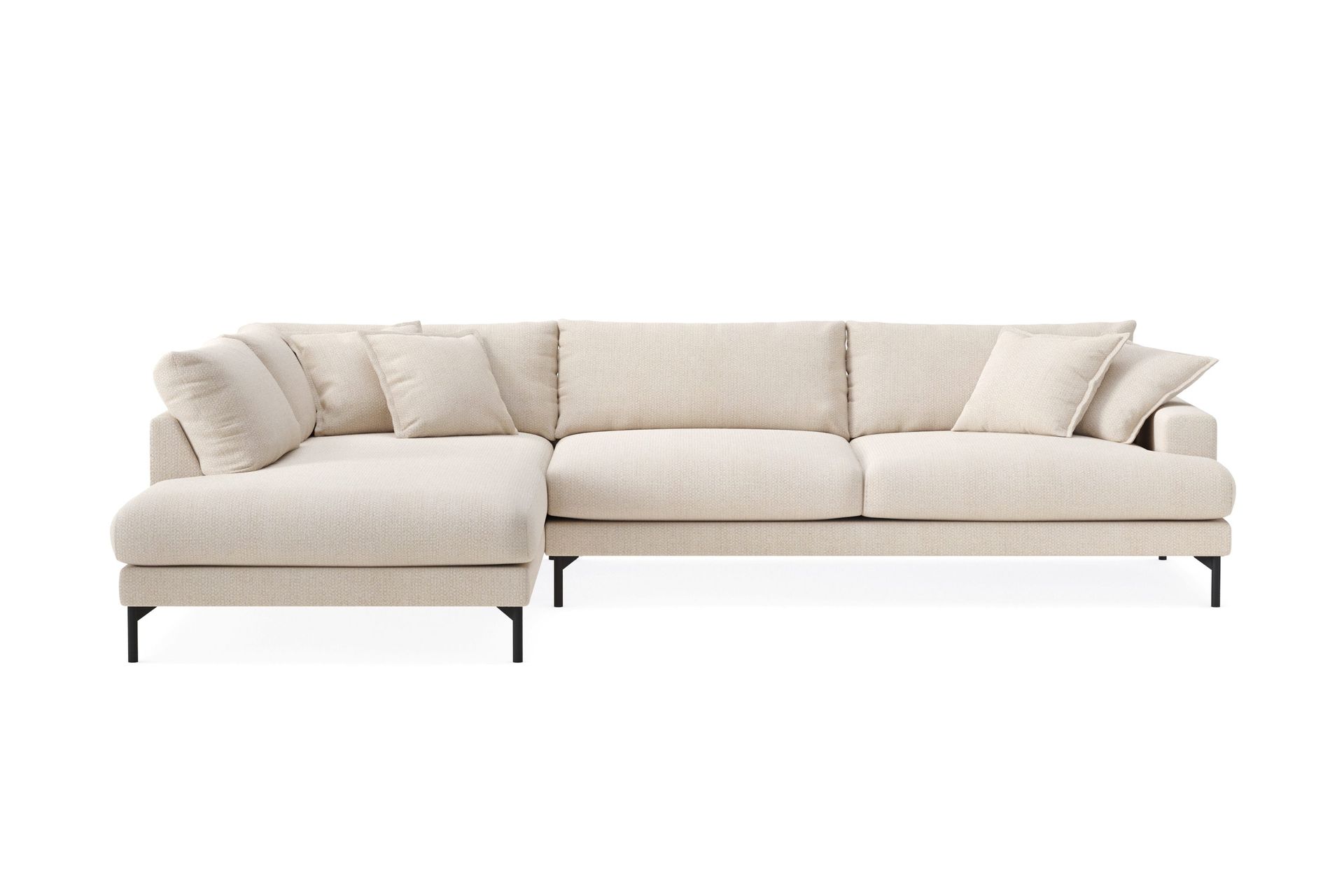 Menard Premium 5-seters venstrevendt L-formet dyp sjeselongsofa i chenille - Lysbeige