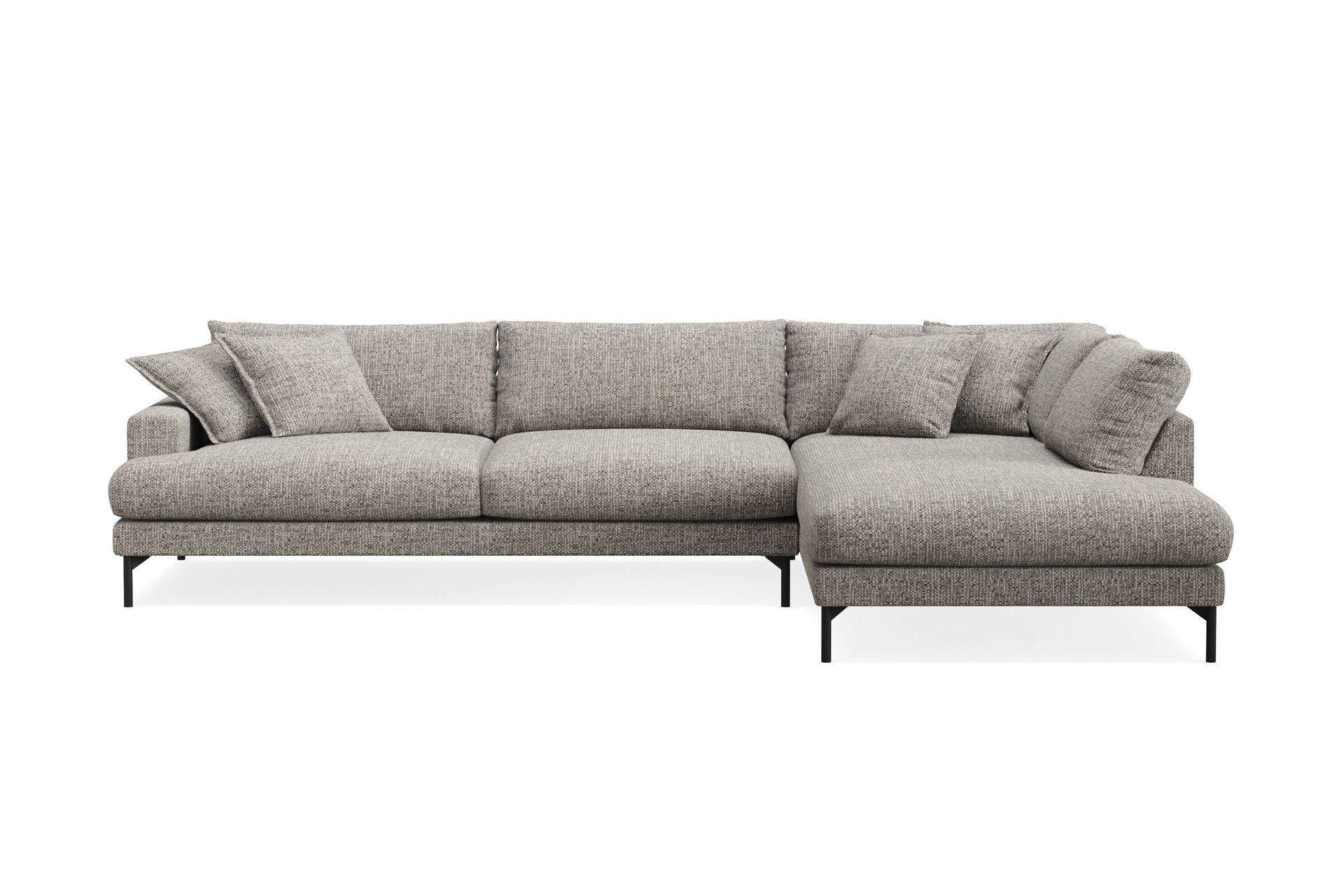 Menard Premium 5-seters høyrevendt L-formet dyp sjeselongsofa i chenille - Grå