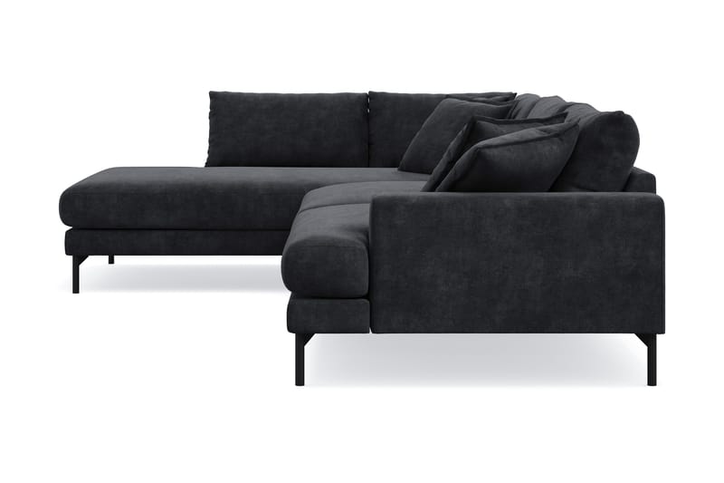 Menard Premium 5-seters venstrevendt L-formet dyp sjeselongsofa i chenille - Svart - Møbler - Sofaer - Sofa med sjeselong