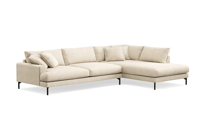 Menard Premium 5-seters høyrevendt L-formet dyp sjeselongsofa i chenille - Beige - Møbler - Sofaer - Sofa med sjeselong