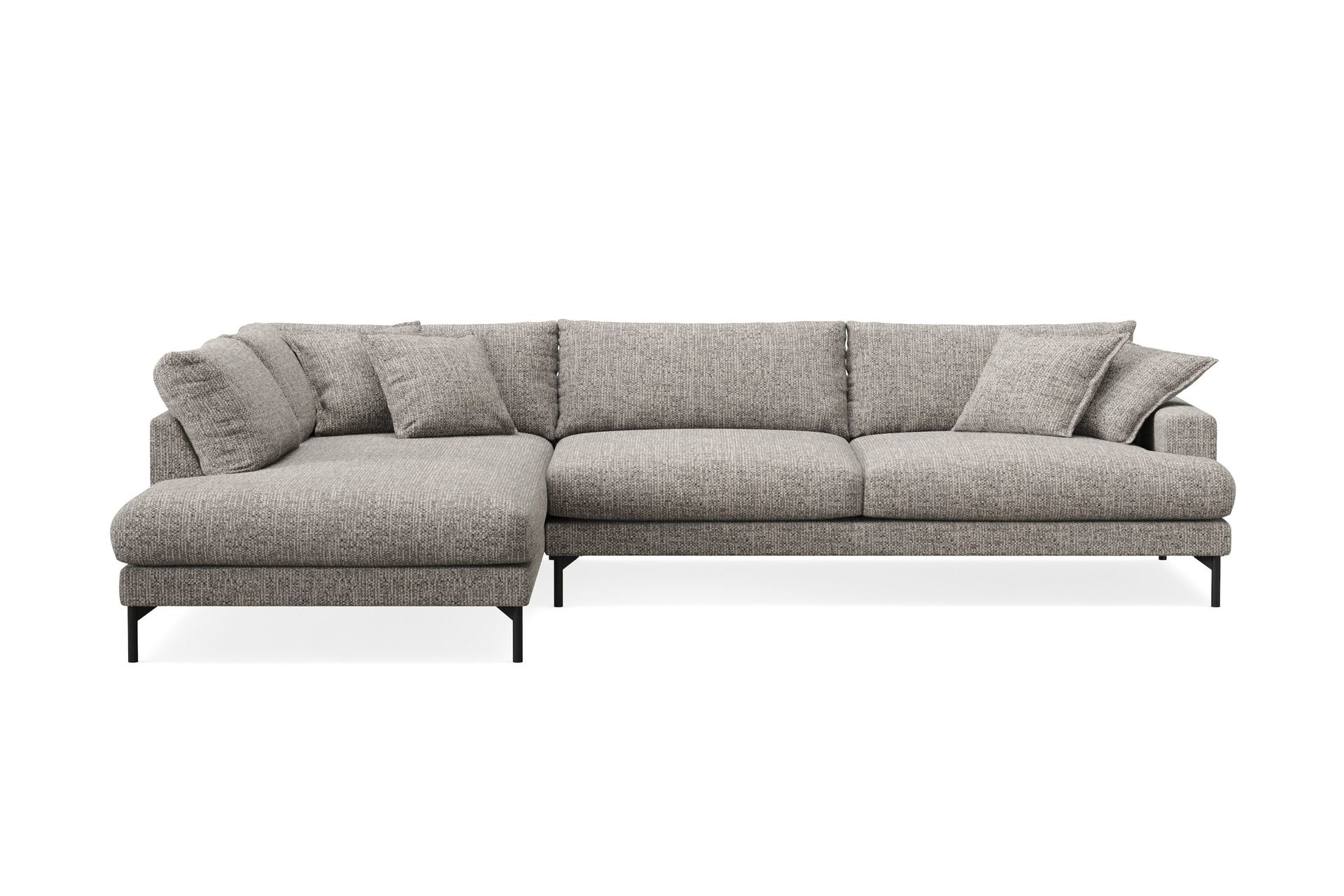 Menard Premium 5-seters venstrevendt L-formet dyp sjeselongsofa i chenille - Grå