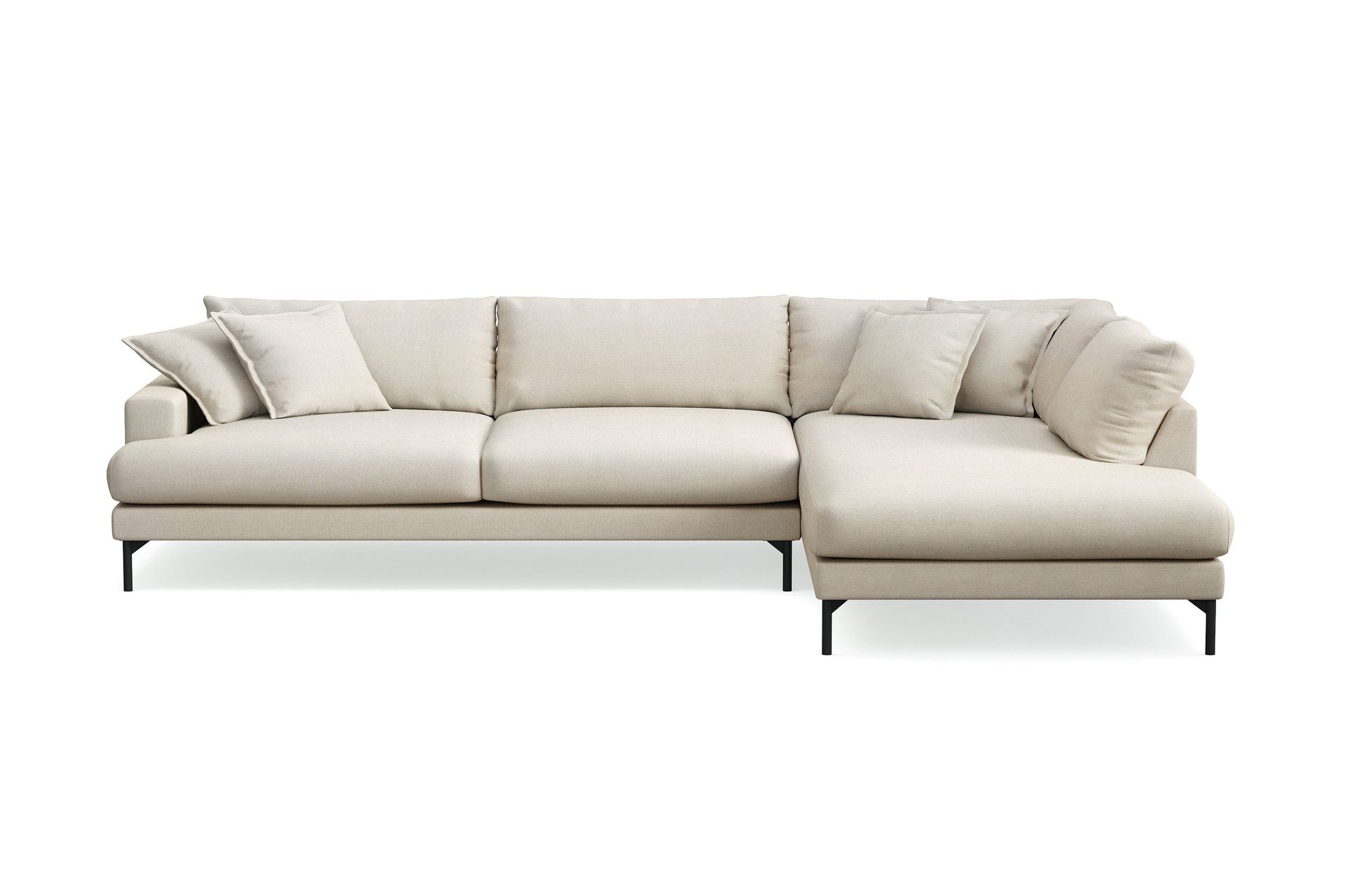 Menard Premium 5-seters høyrevendt L-formet dyp sjeselongsofa i stoff - Beige