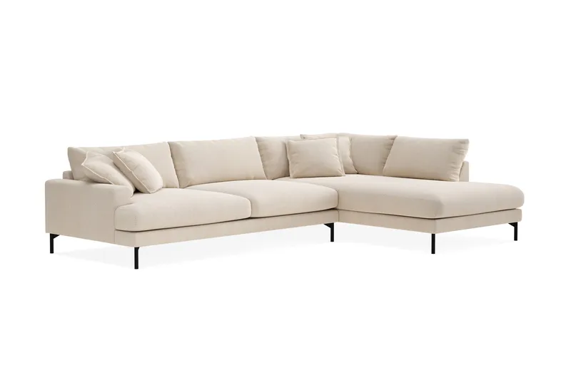 Menard Premium 5-personers Højrevendt L-formet Dyb ChaiselongSofa i Chenille - Lys Beige - Møbler - Sofaer - Sofa med sjeselong