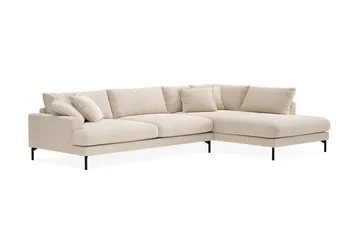 Menard Premium 5-seters høyrevendt L-formet dyp sjeselongsofa i chenille - Lysbeige - Møbler - Sofaer - Sofa med sjeselong
